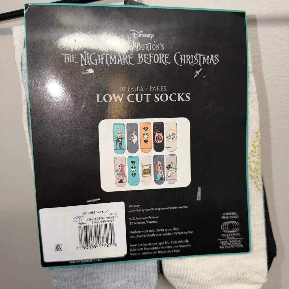 Disney Nightmare Before Christmas Socks NWT 10 Pair Low Cut Jack Sally